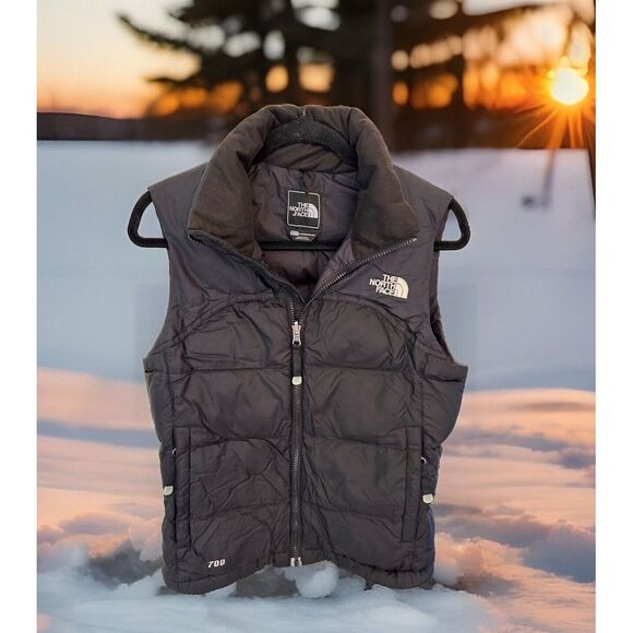 North‎ Face Nuptse 700 Goose Down Puffer Vest Jacket Black Size XS EUC - Picture 1 of 7